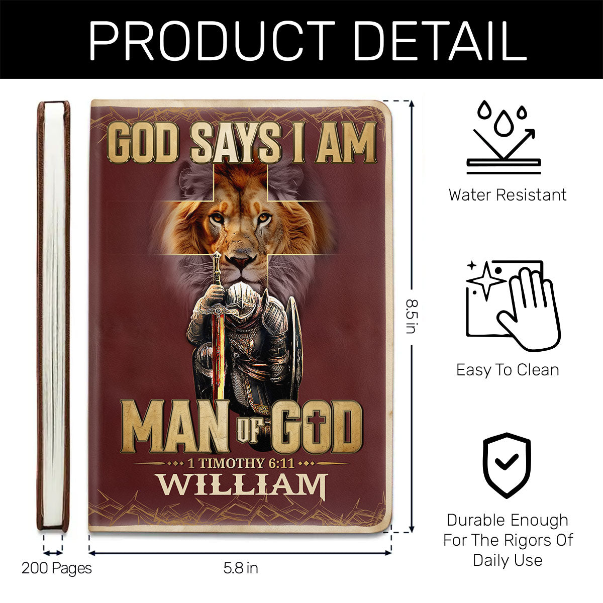Man Of God - Personalized Leather Cover Notebook GMJSNB200030