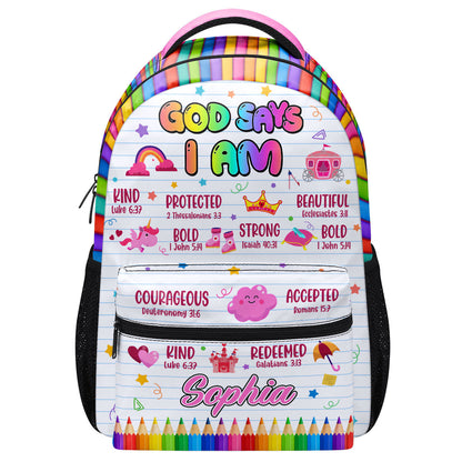 God Says I Am - Personalized Backpack for Kids