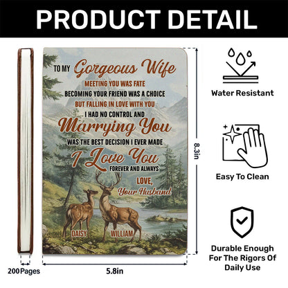 To My Gorgeous Wife - Personalized Leather Cover Notebook GMJSNB200123