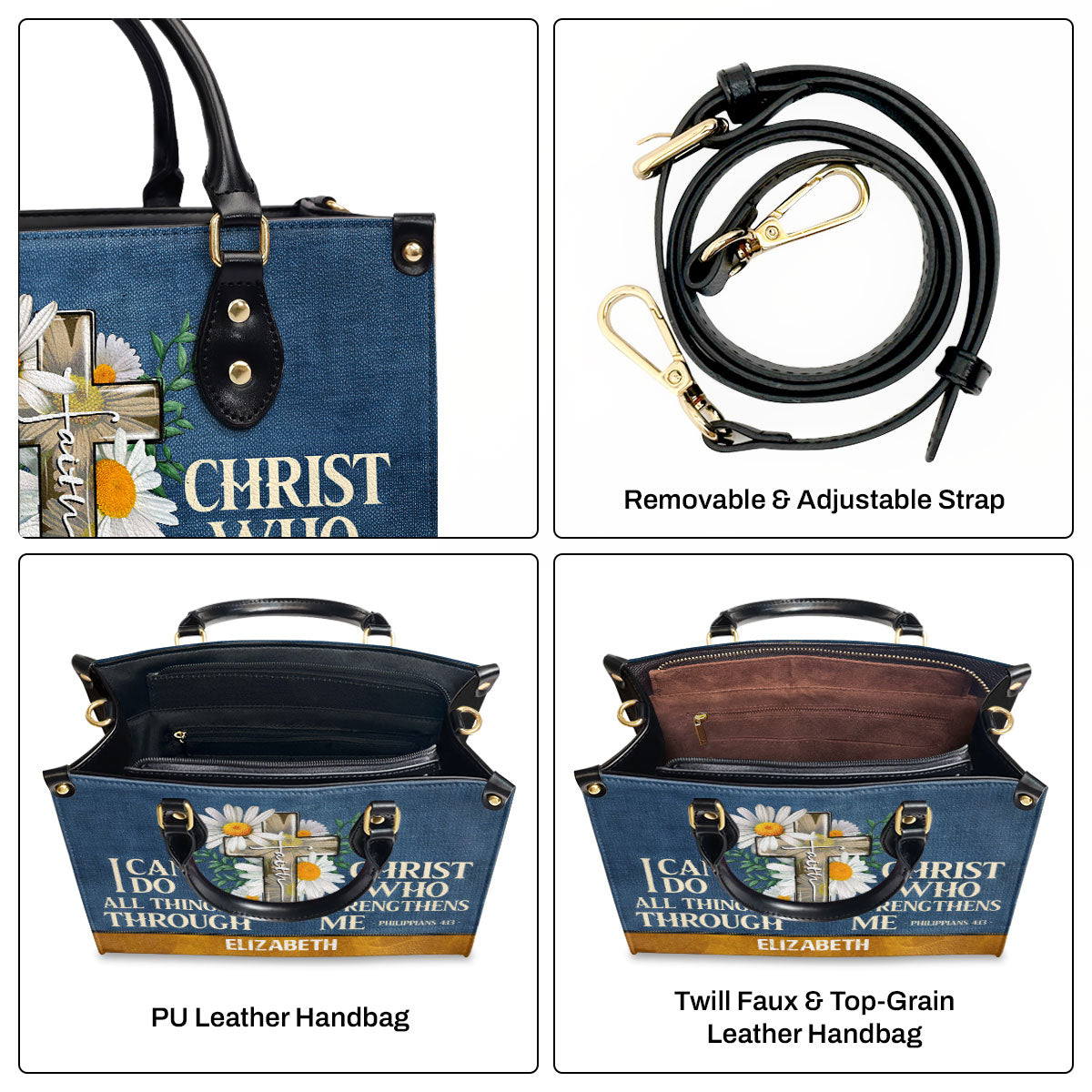 I Can Do All Things Through Christ - Personalized Leather Handbag GMJSLB200028