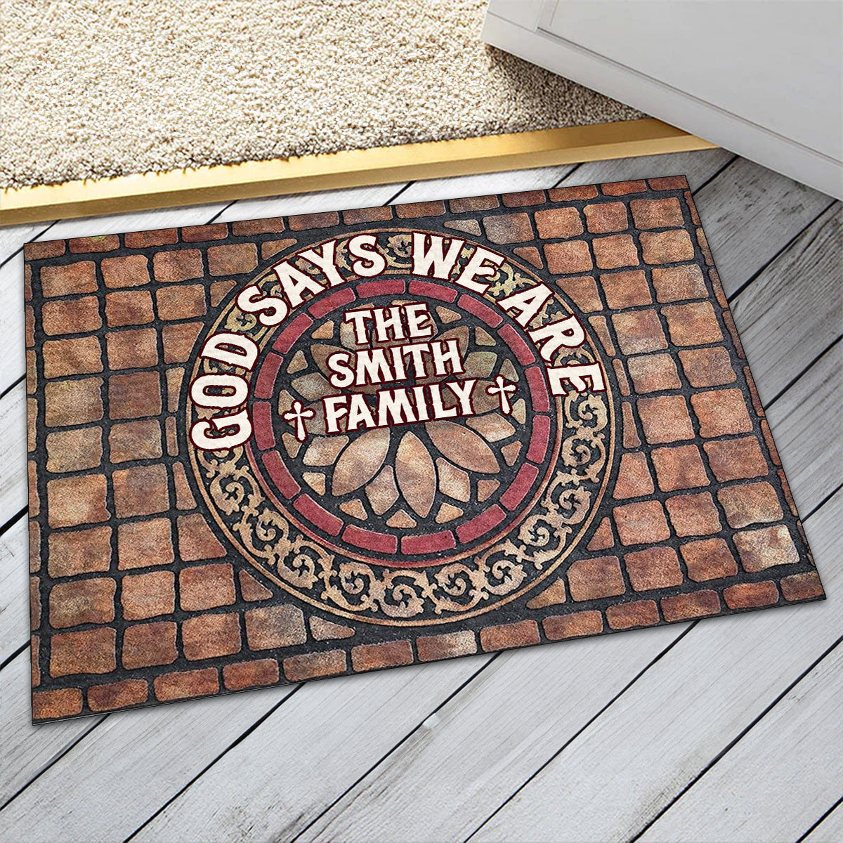 God Says We Are - Personalized Doormat - Christian Faith Home Decor