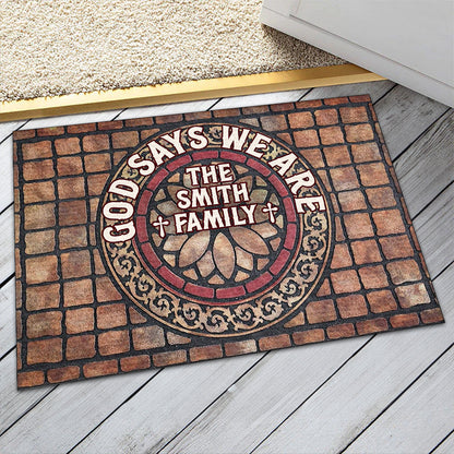 God Says We Are - Personalized Doormat - Christian Faith Home Decor