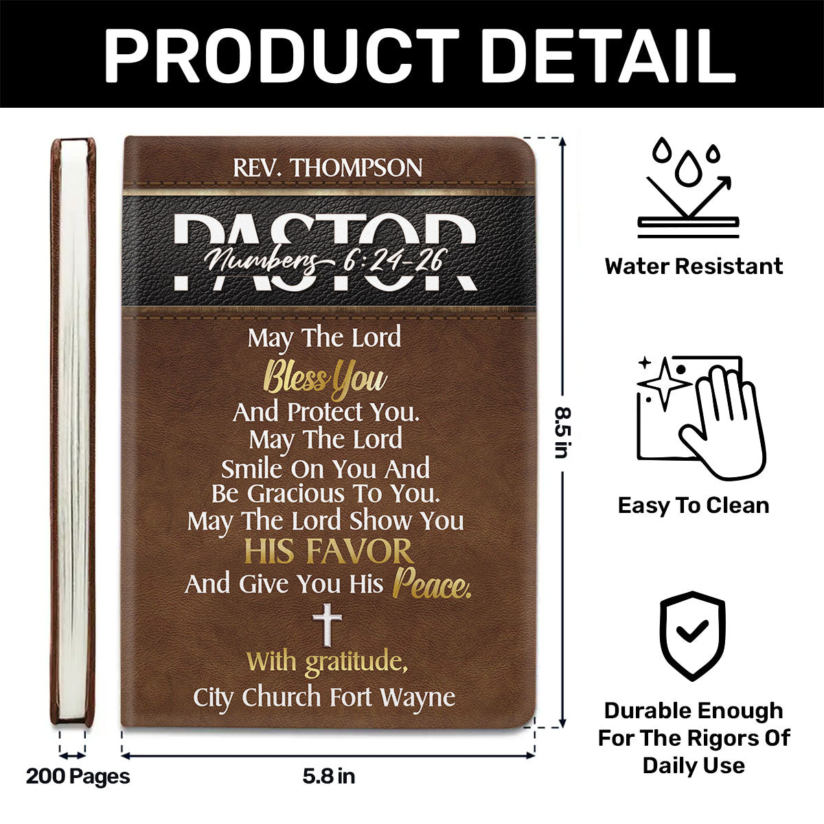 May The Lord Bless You - Personalized Leather Cover Notebook GMJSNB200047