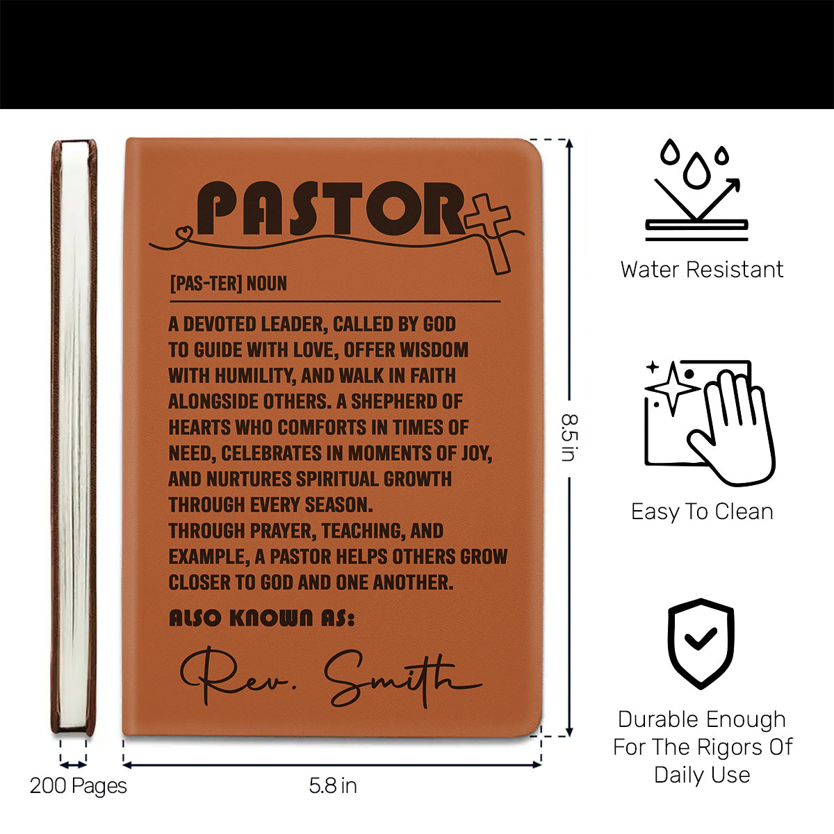 Faith-Inspired Personalized Leather Notebook - Gift for Pastor GMJSNB200060