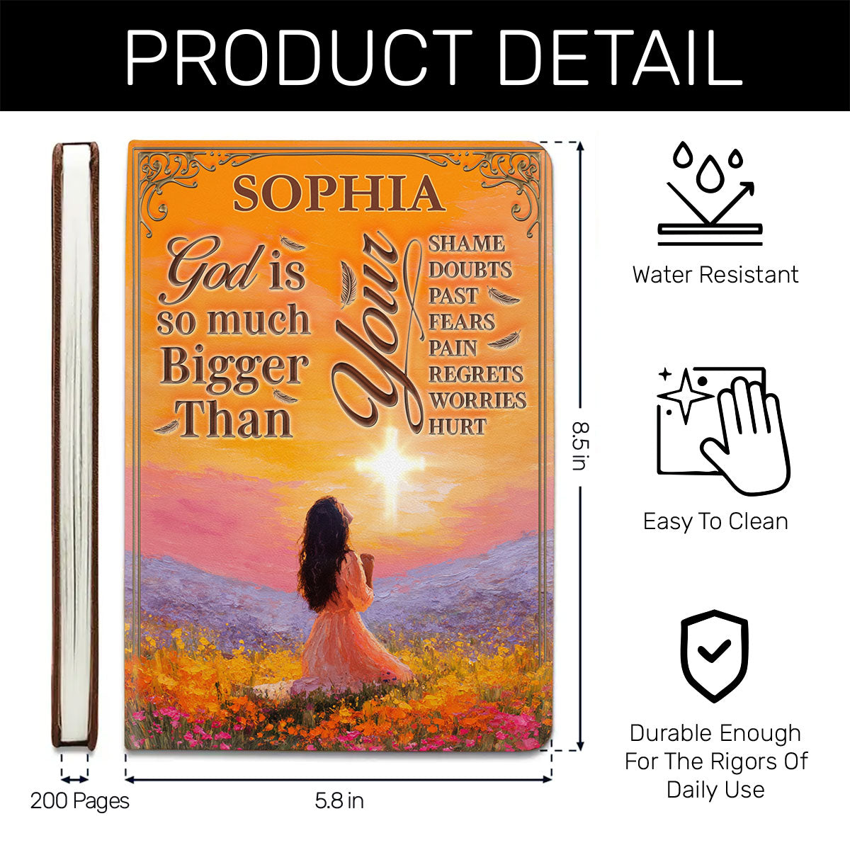 God Is So Much Bigger Than - Personalized Leather Notebook GMJSNB200025