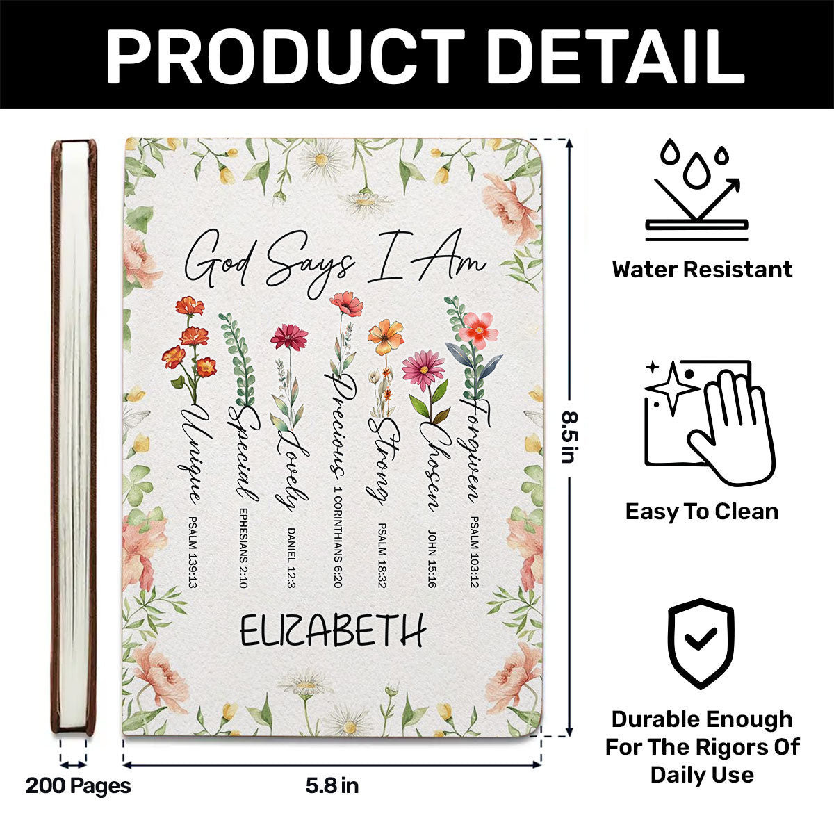 God Says I Am - Personalized Leather Cover Notebook GMJSNB200119