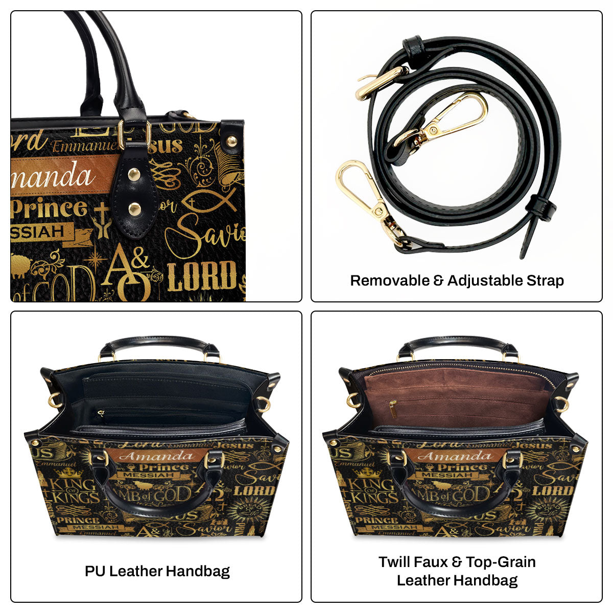 Lamb Of God Design - Personalized Leather Handbag - Christian Faith Accessories GMJSLB200022