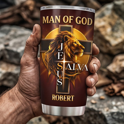 Man of God - Personalized Stainless Steel Tumbler - Christian Faith Gift for Him