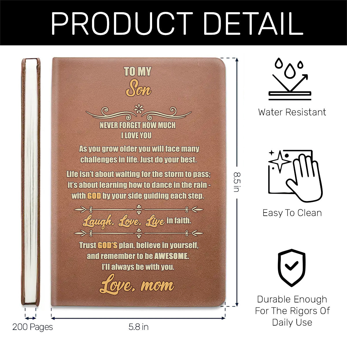 To My Son - Inspirational Leather Cover Notebook GMJSNB200087