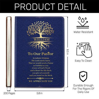 Faith-Inspired Gift for Pastor - Personalized Leather Notebook GMJSNB200085