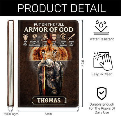 Put On The Full Armor Of God - Personalized Leather Notebook GMJSNB200065