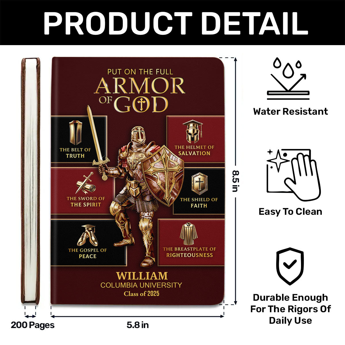 Armor Of God - Personalized Leather Cover Notebook GMJSNB200093