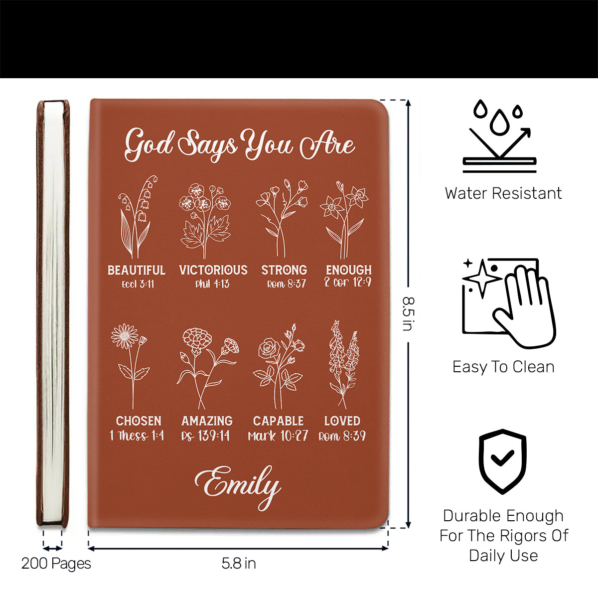 God Says You Are - Personalized Leather Cover Notebook GMJSNB200067