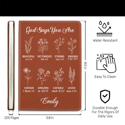 God Says You Are - Personalized Leather Cover Notebook GMJSNB200067