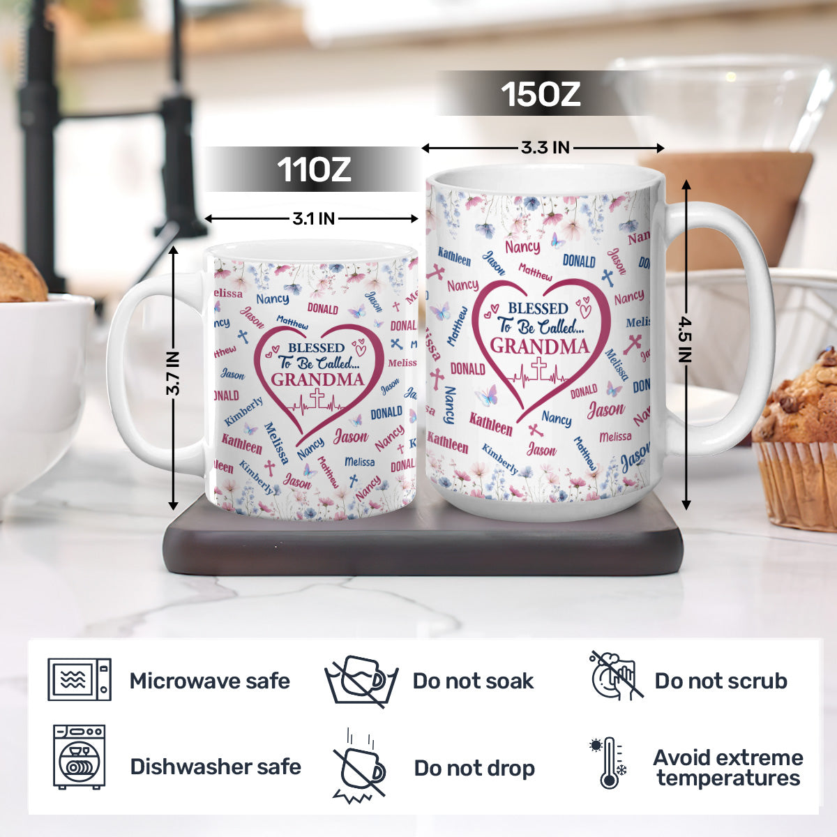 Blessed To Be Called Grandma - Personalized Ceramic Coffee Mug
