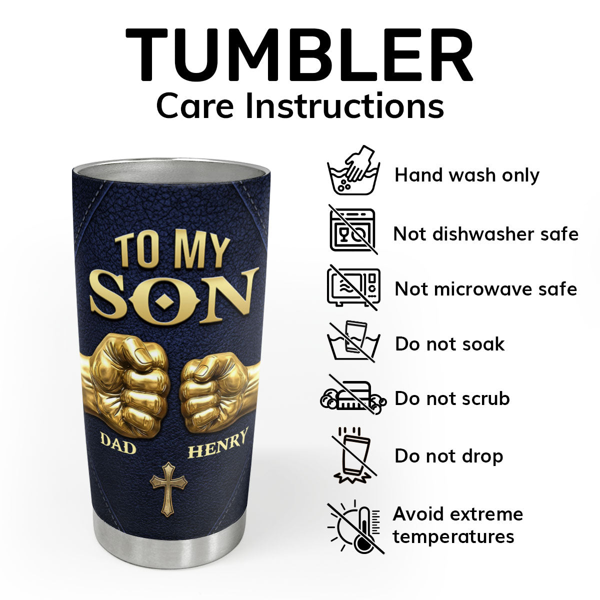 Fist Bump - Personalized Stainless Steel Tumbler for Him