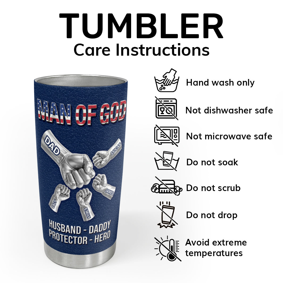 Man Of God - Personalized Stainless Steel Tumbler - Gift for Dad