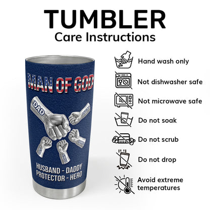 Man Of God - Personalized Stainless Steel Tumbler - Gift for Dad