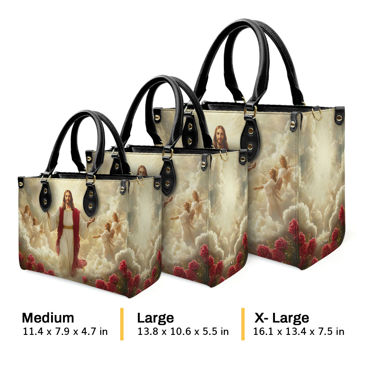 Christ Rising in Majesty - Leather Handbag - Inspirational Christian Accessory GMJSLB200099