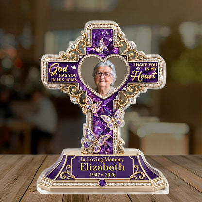 God Has You In His Arms - Personalized Acrylic Plaque GAPJS10017