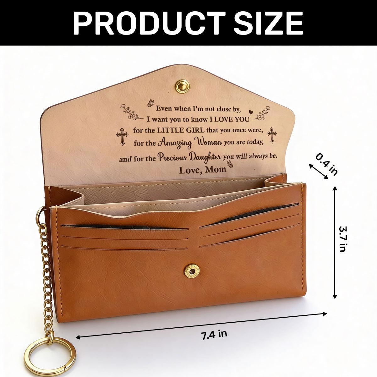 I Love You - Personalized Leather Envelope Wallet for Her