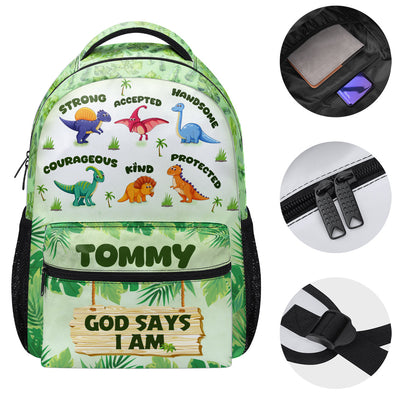 God Says I Am - Personalized Backpack - Christian Gift for Son