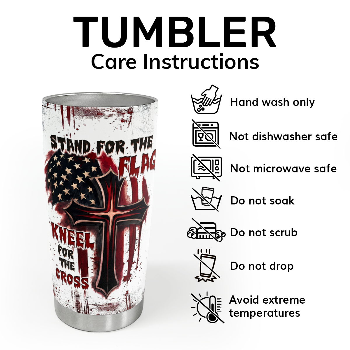 Stand For The Flag, Kneel For The Cross - Personalized Tumbler