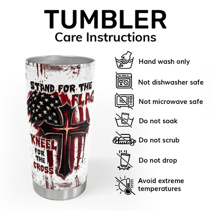Stand For The Flag, Kneel For The Cross - Personalized Tumbler