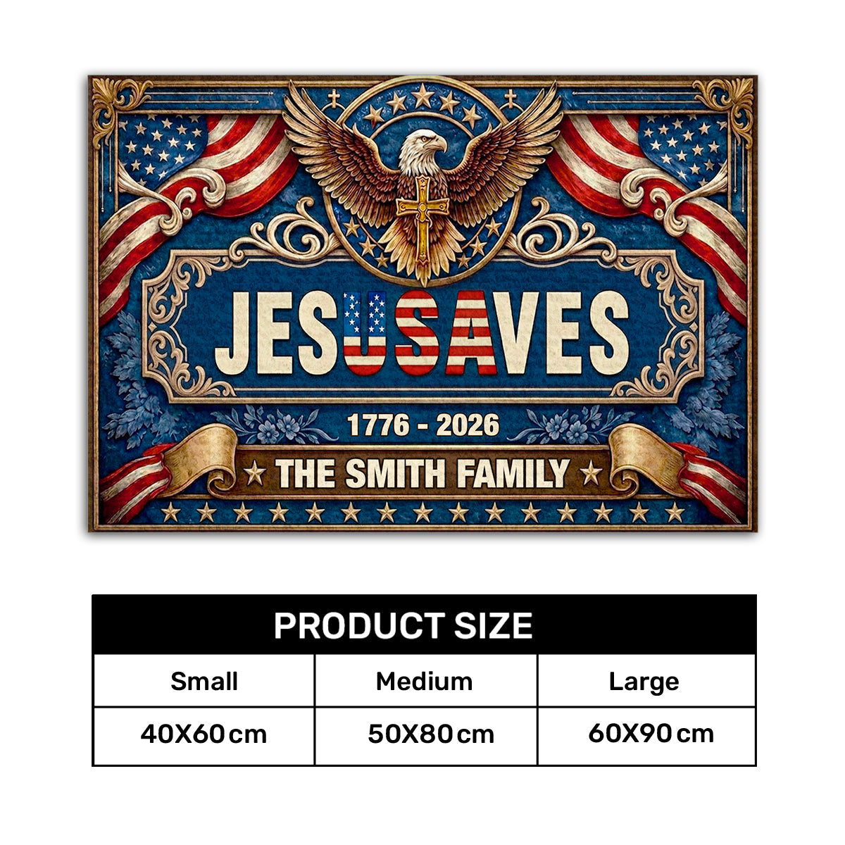 Jesus Saves Our Family - Personalized Doormat - Christian Home Decor GDMJS10004