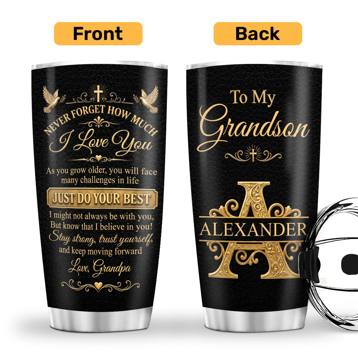 Never Forget How Much I Love You - Personalized Tumbler for Grandson