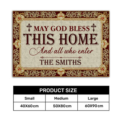 May God Bless This Home - Personalized Doormat