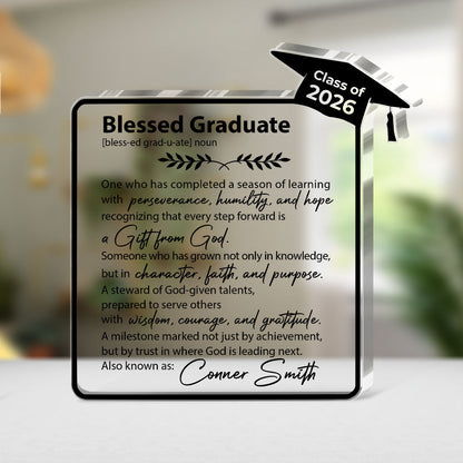Faith-Inspired Graduation Keepsake - Personalized Acrylic Plaque GAPJS10096