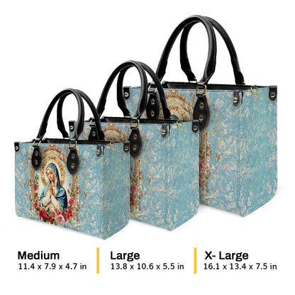 Our Lady of Grace - Leather Handbag - Christian Floral Design GMJSLB200096