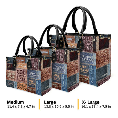 God Says I Am - Personalized Leather Handbag - Faith Inspirational Gift for Women GMJSLB200004