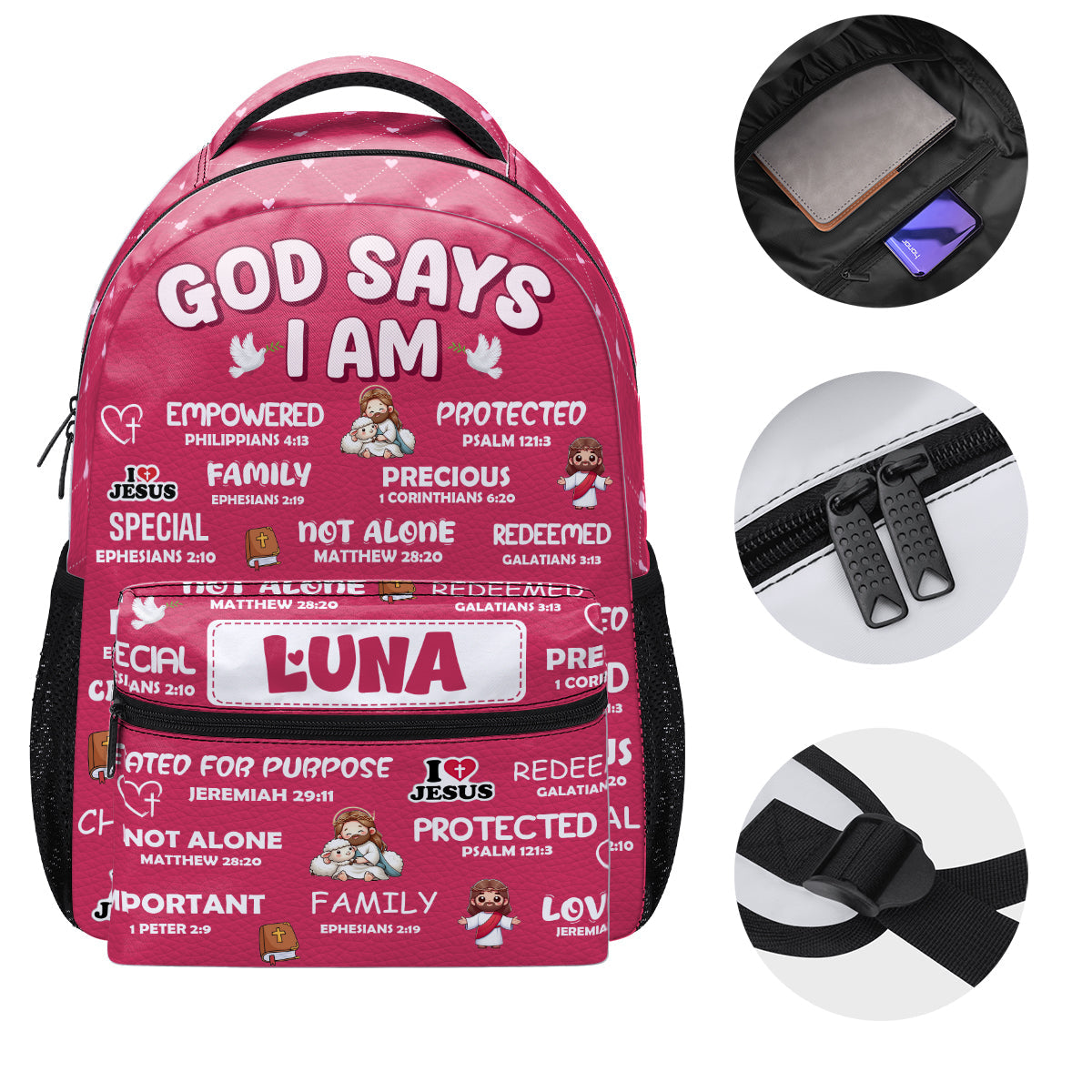 God Says I Am - Personalized Christian Backpack