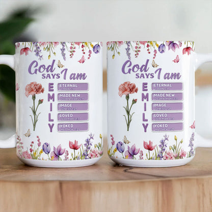 God Says I Am - Personalized Ceramic Coffee Mug