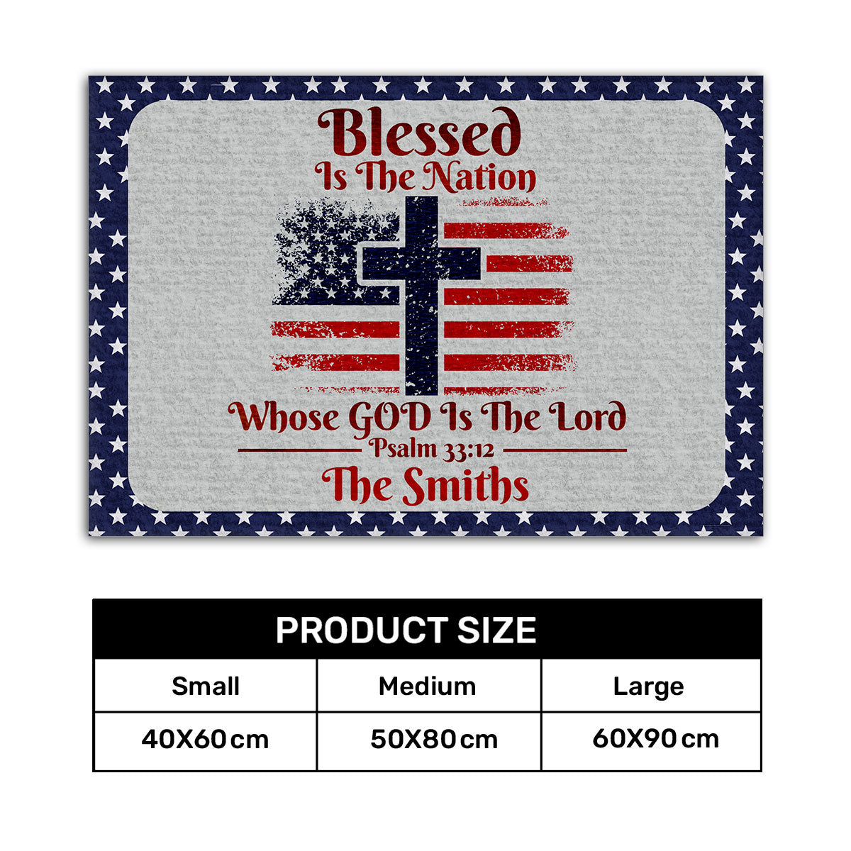 Blessed Is The Nation Whose God Is The Lord - Personalized Doormat