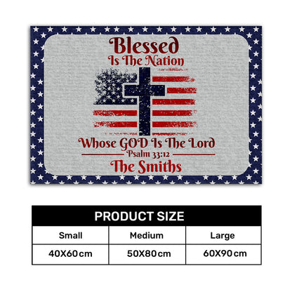 Blessed Is The Nation Whose God Is The Lord - Personalized Doormat