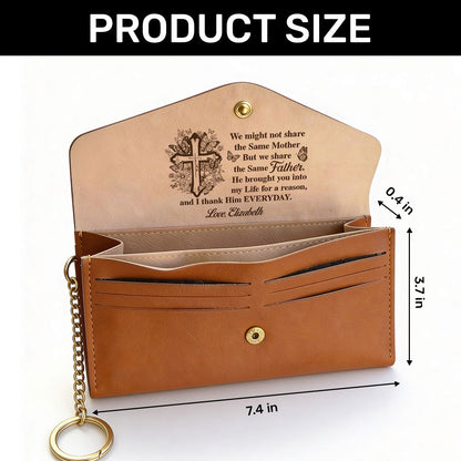 To My Sister In Christ - Personalized Leather Envelope Wallet - Gift for Sister