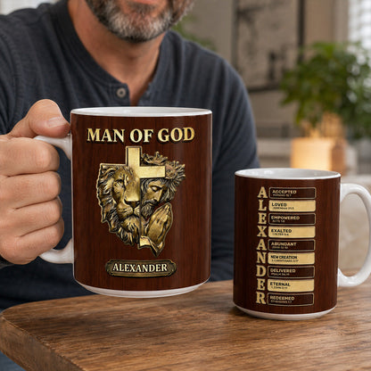 Man Of God - Personalized Ceramic Coffee Mug - Christian Faith Gift for Him