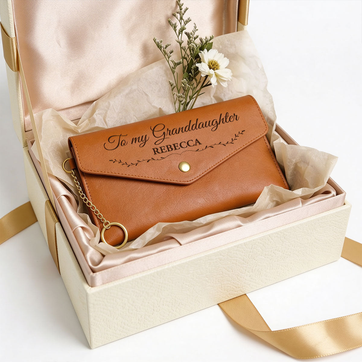 Love You Always - Personalized Leather Envelope Wallet for Daughter
