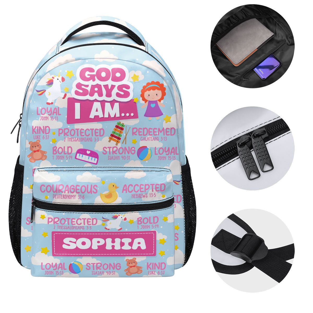 God Says I Am - Personalized Kids Backpack