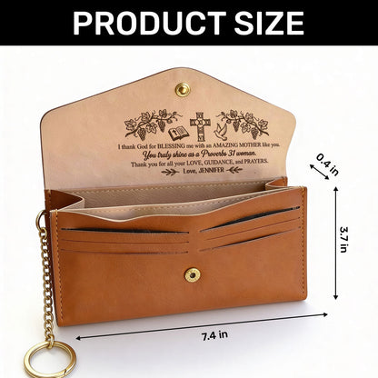 To My Amazing Mom - Personalized Leather Envelope Wallet