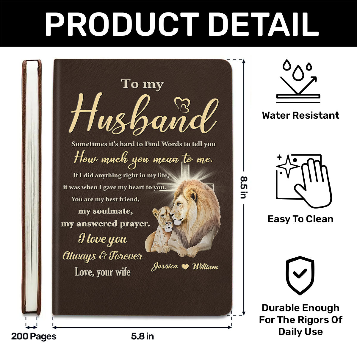 Sentimental Keepsake - Personalized Leather Cover Notebook GMJSNB200086