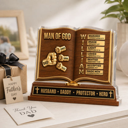 Man Of God - Personalized Acrylic Plaque - Christian Home Decor GAPJS10043