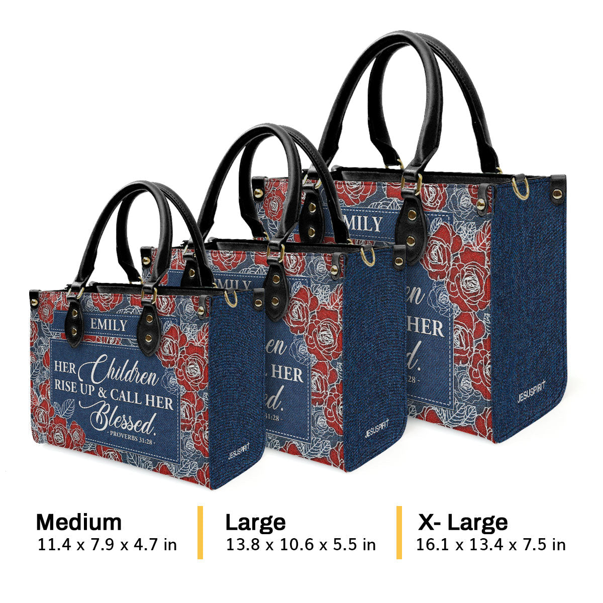Her Children Rise Up & Call Her Blessed - Personalized Leather Handbag GMJSLB200012