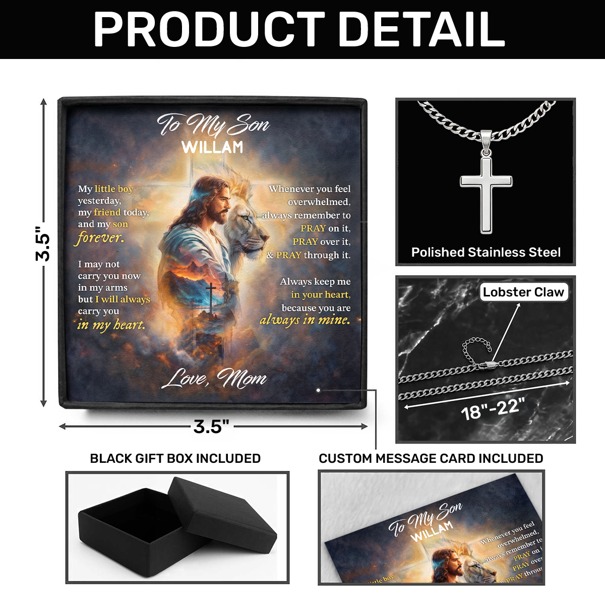 My Son My Little Boy - Personalized Cross Link Chain Christian Keepsake GMJSCLC200009