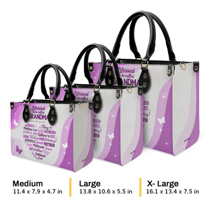 Blessed To Be Called Grandma - Personalized Leather Handbag GMJSLB200094