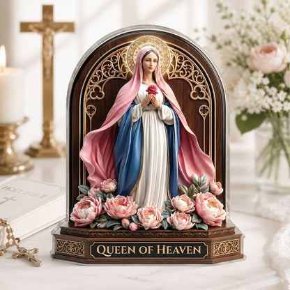 Queen Of Heaven - Personalized Acrylic Plaque - Gift for Mom GAPJS10034