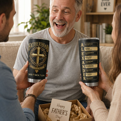 Fatherhood Is Kingdom Work - Personalized Stainless Steel Tumbler